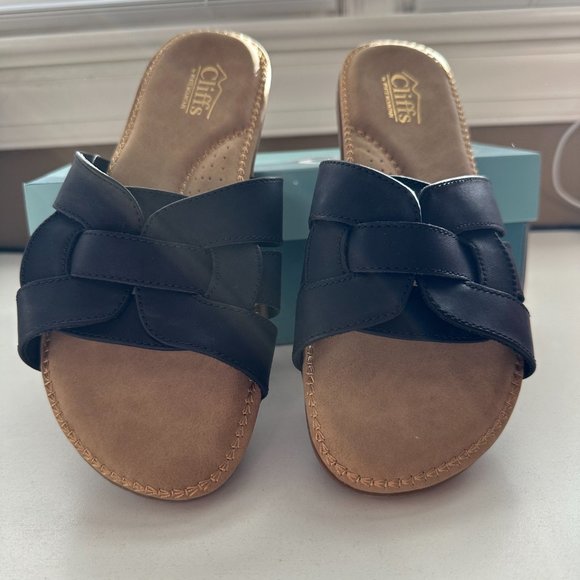 Cliffs by White Mountain Women's Slide Sandal Black Size 10 Comfort Sole - Picture 4 of 9